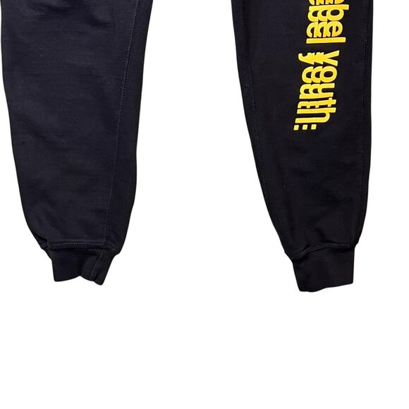 Civil Regime Sweatpants Mens Small Black Joggers Rebel Youth Rose Graphic Cuffed - Picture 10 of 13